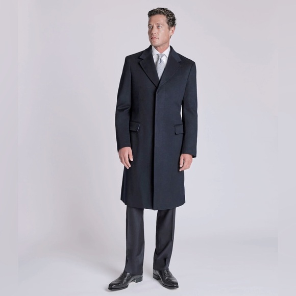 Loro Piana x J. Hilburn Men’s Wool Cashmere Long Charcoal Grey Coat Size Small - Picture 1 of 16